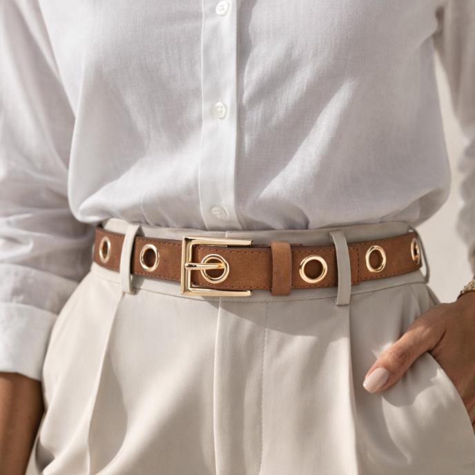 totes® Ladies Studded Statement Jean Belt Tan